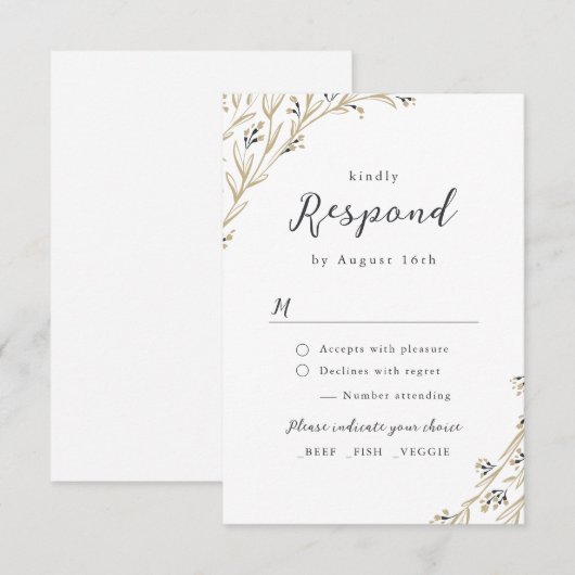 Rustic Barn Wood Boho Floral country Wedding RSVP Kaartje (Voorkant / Achterkant)