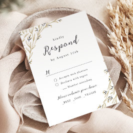 Rustic Barn Wood Boho Floral country Wedding RSVP Kaartje