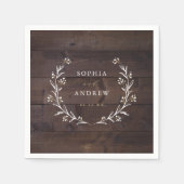 Rustic Barn Wood Boho Floral country Wedding Servet (Voorkant)
