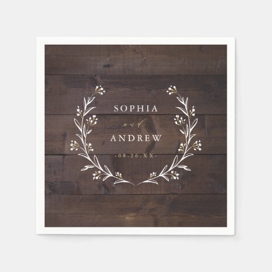 Rustic Barn Wood Boho Floral country Wedding Servet (Voorkant)