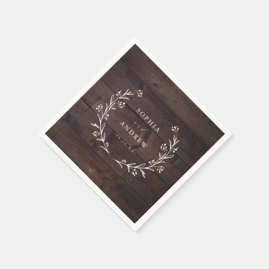Rustic Barn Wood Boho Floral country Wedding Servet (Hoek)