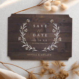 Rustic Barn Wood Boho Floral Land Save The Date