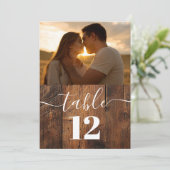 Rustic Barn Wood Boho Fototafel Nummer Kaart (Staand voorkant)