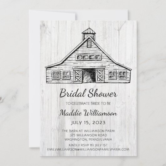Rustic Barn Wood Bridal Shower Aankondiging (Voorkant)