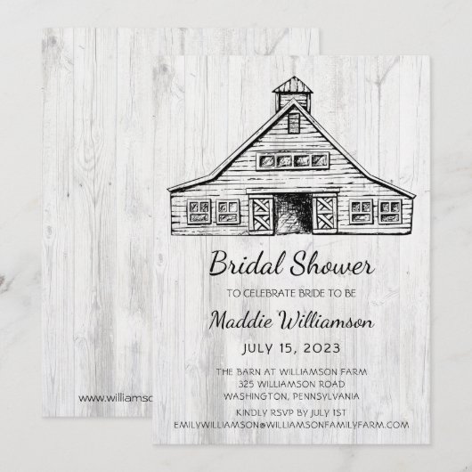 Rustic Barn Wood Bridal Shower Aankondiging (Voorkant / Achterkant)