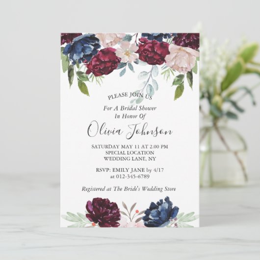 Rustic Barn Wood Burgundy Floral Vrijgezellenfeest Kaart (Staand voorkant)