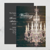 Rustic Barn Wood Chandelier bruiloft Kaart (Voorkant / Achterkant)