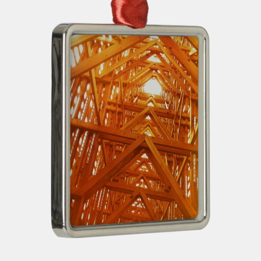 Rustic Barn Wood Construction Metalen Ornament (Rechts)