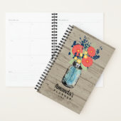 Rustic Barn Wood Coral Gerber Daisy Mason Jar Planner (Display)