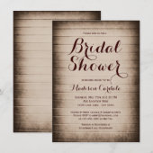 Rustic Barn Wood Country Bridal Shower Invitations Kaart (Voorkant / Achterkant)