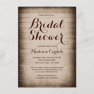 Rustic Barn Wood Country Bridal Shower Invitations Kaart