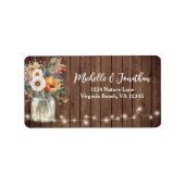 Rustic Barn Wood Country Floral Weddenschap Etiket (Voorkant)