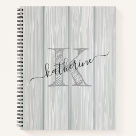 Rustic Barn Wood Country Monogramed Notitieboek