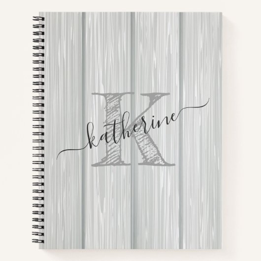 Rustic Barn Wood Country Monogramed Notitieboek (Voorkant)