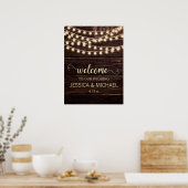 Rustic Barn Wood Country String Lights Wedding Poster (Keuken)