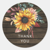 Rustic Barn Wood Country Sunflower Bedankt Ronde Sticker