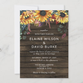 Rustic Barn Wood Country Sunflower Weddenschap Kaart