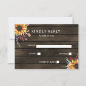 Rustic Barn Wood Country Sunflower Weddenschap RSVP Kaartje (Voorkant)