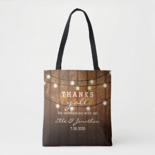 Rustic Barn Wood Country Wedding Bedankt Y'All Tote Bag