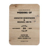 Rustic barn wood country wedding invitation magneet (Verticaal)
