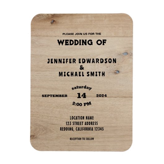 Rustic barn wood country wedding invitation magneet (Verticaal)