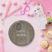 Rustic Barn Wood Country Wedding Papieren Bordje (Feest)