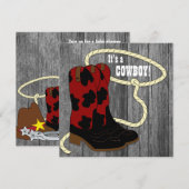 Rustic Barn Wood Cowboy Baby shower Uitnodiging (Voorkant / Achterkant)
