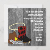 Rustic Barn Wood Cowboy Baby shower Uitnodiging (Achterkant)