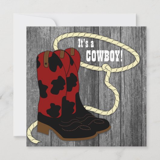 Rustic Barn Wood Cowboy Baby shower Uitnodiging (Voorkant)
