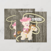 Rustic Barn Wood Cowgirl Baby shower Kaart (Voorkant / Achterkant)