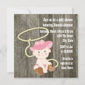 Rustic Barn Wood Cowgirl Baby shower Kaart (Achterkant)