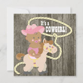 Rustic Barn Wood Cowgirl Baby shower Kaart (Voorkant)