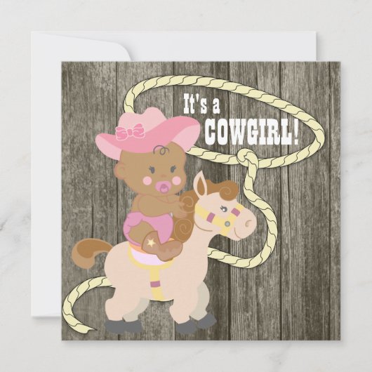 Rustic Barn Wood Cowgirl Baby shower Kaart (Voorkant)