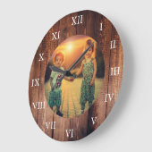 Rustic barn wood custom familie foto grote klok (Hoek)