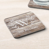 Rustic Barn Wood Custom Monogrammed and Named Bier Onderzetter (Linkerzijde)