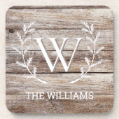 Rustic Barn Wood Custom Monogrammed and Named Bier Onderzetter (Voorkant)