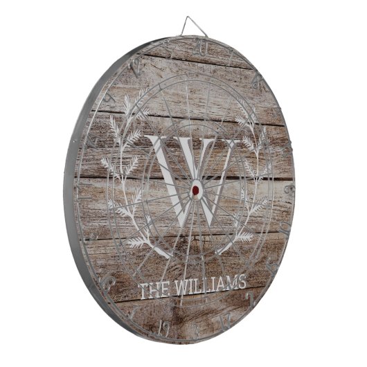 Rustic Barn Wood Custom Monogrammed and Named Dartbord (Voorkant Links)