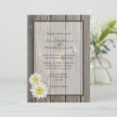 Rustic Barn Wood Daisy Wedding Invitations Kaart (Staand voorkant)