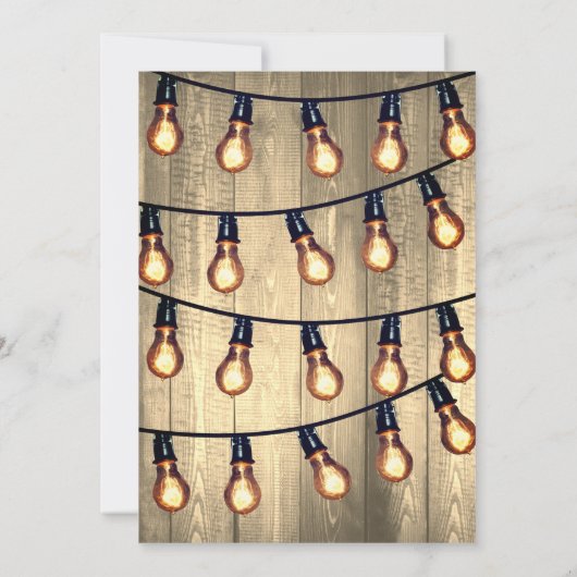 Rustic Barn Wood & Edison Bulbs Wedding Kaart (Achterkant)