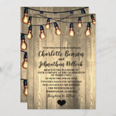 Rustic Barn Wood & Edison Bulbs Wedding Kaart (Voorkant / Achterkant)