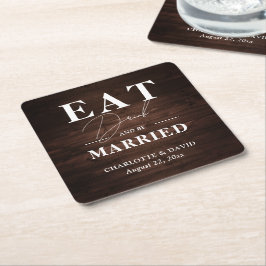 Rustic Barn Wood eet Drink en wordt gehuwd Kartonnen Onderzetters