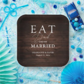 Rustic Barn Wood eet Drink en wordt gehuwd Papieren Bordje (Feest)