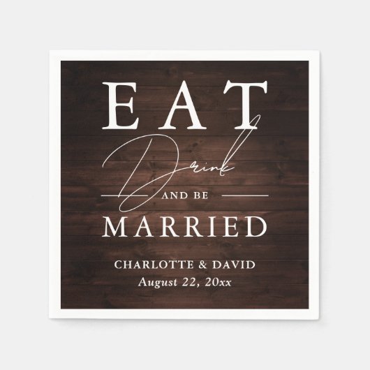 Rustic Barn Wood eet Drink en wordt gehuwd Servet (Voorkant)