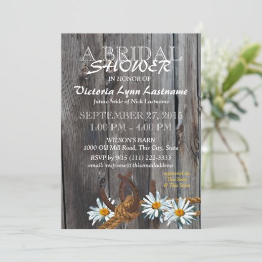 Rustic Barn Wood en Daisies Vrijgezellenfeest Kaart (Staand voorkant)