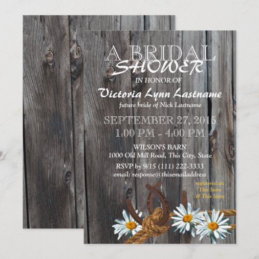 Rustic Barn Wood en Daisies Vrijgezellenfeest Kaart (Voorkant / Achterkant)