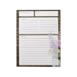 Rustic Barn Wood en Jar of Flowers Recipe Pages Notitieblok