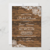 Rustic Barn Wood en Lace Bridal Shower Invitation Kaart (Voorkant)
