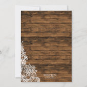 Rustic Barn Wood en Lace Bridal Shower Invitation Kaart (Achterkant)