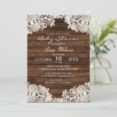Rustic Barn Wood en Lace Country Baby shower Kaart (Staand voorkant)