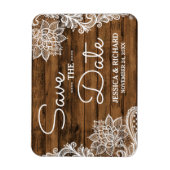 Rustic Barn Wood en Lace | Datum opslaan Magneet (Verticaal)